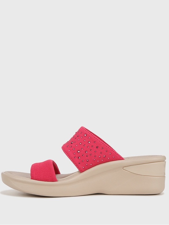 Bzees Shoes - Bzees Sienna Comfort Slide Sandal with Embellished Pink Straps